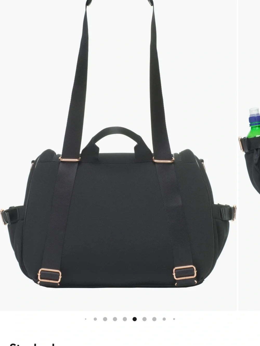 Storksak Black Baby Bag with Rose Gold Hardware